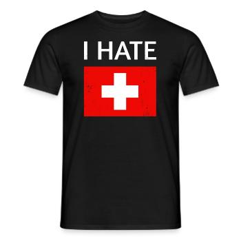 I Hate Switzerland - Men's T-Shirt - black - Front - AI Model Male 178 light (178cm)
