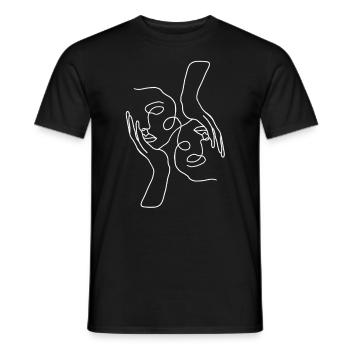 Women Faces Line Drawing Minimalist Simple Chic - Men's T-Shirt - black - Front - AI Model Male 178 light (178cm)