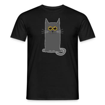 Joli chat gris aux yeux jaunes pour - T-shirt homme - noir - Devant - AI Model Male 178 light (178cm)