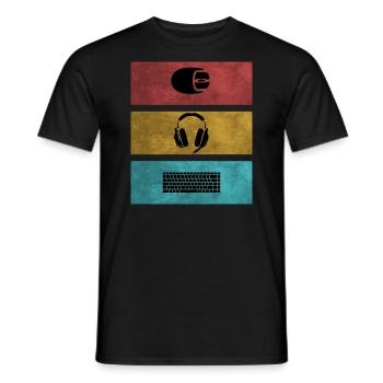 Basic Gamer Setup Programer Headset Maus Tastatur - Männer T-Shirt - Schwarz - Vorne - AI Model Male 178 light (178cm)