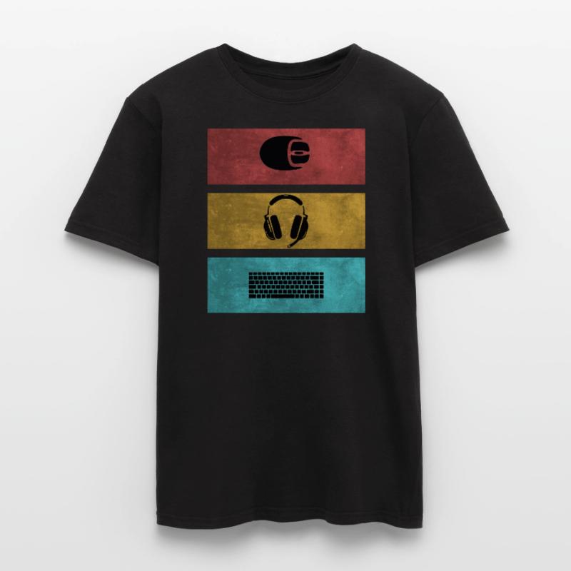 Basic Gamer Setup Programer Headset Mouse Keyboard Men’s T-shirt