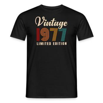 JAHRGANG 1977. 44. GEBURTSTAG - Männer T-Shirt - Schwarz - Vorne - AI Model Male 178 light (178cm)
