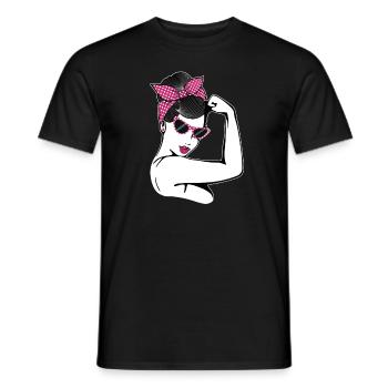 Retro Rockabilly Girl Cadeau - T-shirt homme - noir - Devant - AI Model Male 178 light (178cm)