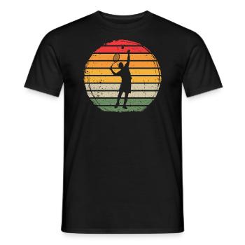Joueur de tennis servant en vintage - T-shirt homme - noir - Devant - AI Model Male 178 light (178cm)