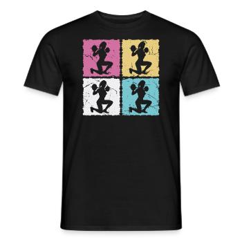 Woman at the dumbbell workout in the gym - Men's T-Shirt - black - Front - AI Model Male 178 light (178cm)