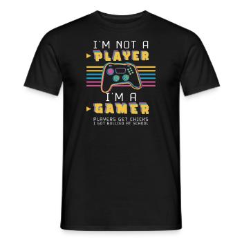 Kein Player sondern ein Gamer Nerd Vintage Trendy - Männer T-Shirt - Schwarz - Vorne - AI Model Male 178 light (178cm)