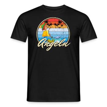 Pêcheur à la ligne motif amusant comme idée cadeau - T-shirt homme - noir - Devant - AI Model Male 178 light (178cm)