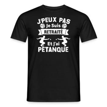J'peux pas je suis Retraité et j'ai Pétanque - T-shirt homme - noir - Devant - AI Model Male 178 light (178cm)