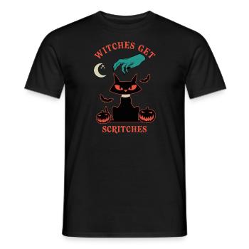 Halloween Witch Black Cat Saying - Men's T-Shirt - black - Front - AI Model Male 178 light (178cm)