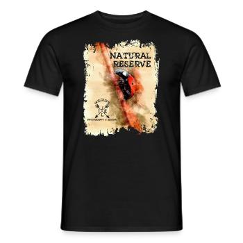 Series "NATURE RESERVE" - Ladybug - Men's T-Shirt - black - Front - AI Model Male 178 light (178cm)