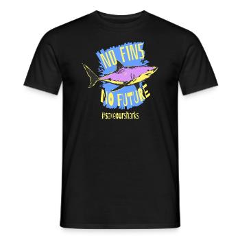 Animal rights activist Hai No Fins No Future Saveoursharks - Men's T-Shirt - black - Front - AI Model Male 178 light (178cm)