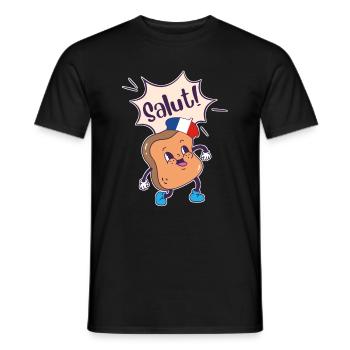 French Toast. Kawaii Food Pun. Digistickie. - Men's T-Shirt - black - Front - AI Model Male 178 light (178cm)