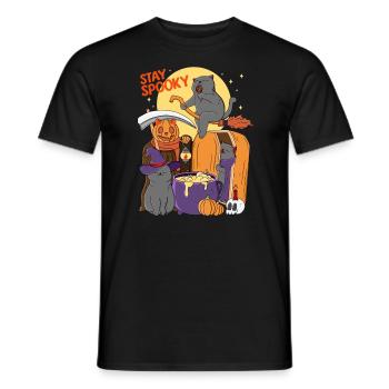 Halloween Spooky Cat - Men's T-Shirt - black - Front - AI Model Male 178 light (178cm)