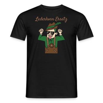 Lederhosn Ersatz Lederhose Ersatz Lederhosn - Männer T-Shirt - Schwarz - Vorne - AI Model Male 178 light (178cm)