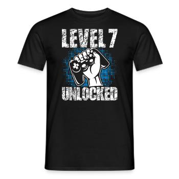 Level 7 Complete Geburtstagsgeschenk 7 Jahre Gamer - Männer T-Shirt - Schwarz - Vorne - AI Model Male 178 light (178cm)