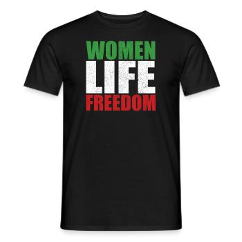Soutien à la liberté de vie des femmes rétro Iran libre - T-shirt homme - noir - Devant - AI Model Male 178 light (178cm)