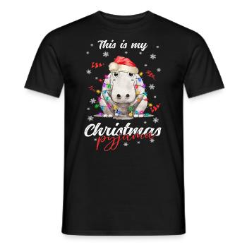 lustig Nilpferd Weihnachten Weihnachtsschlafanzug - Männer T-Shirt - Schwarz - Vorne - AI Model Male 178 light (178cm)