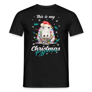 lustig Nilpferd Weihnachten Weihnachtsschlafanzug - Männer T-Shirt - Schwarz - Vorne - AI Model Male 178 light (178cm)