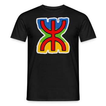 Amazigh flag with YAZ Tifinagh Symbol BERBERES - Men's T-Shirt - black - Front - AI Model Male 178 light (178cm)