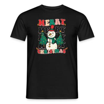 Retro Weihnachten Schneemann - Männer T-Shirt - Schwarz - Vorne - AI Model Male 178 light (178cm)