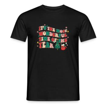 Motif de Noël rétro - T-shirt homme - noir - Devant - AI Model Male 178 light (178cm)