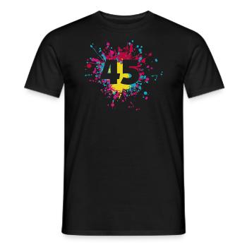 Numéro 45e éclaboussure de couleur - T-shirt homme - noir - Devant - AI Model Male 178 light (178cm)