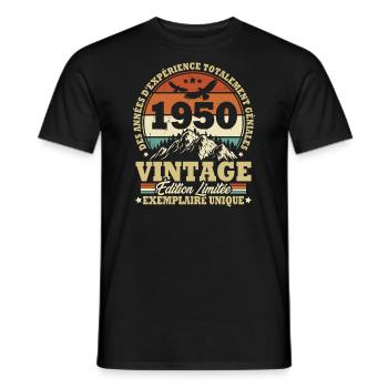 Vintage 1950 Anniversaire Cadeau Vintage Rétro - T-shirt homme - noir - Devant - AI Model Male 178 light (178cm)