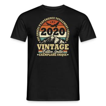 Vintage 2020 Anniversaire Cadeau Vintage Rétro - T-shirt homme - noir - Devant - AI Model Male 178 light (178cm)