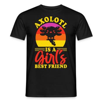 axolotls is girls best friend - Männer T-Shirt - Schwarz - Vorne - AI Model Male 178 light (178cm)