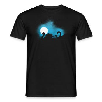 Family of swans at night - Men's T-Shirt - black - Front - AI Model Male 178 light (178cm)