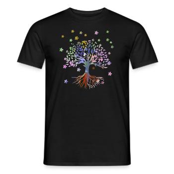 Arbre de Vie,Arbre de Vie,fleurs,coloré,graffiti - T-shirt homme - noir - Devant - AI Model Male 178 light (178cm)