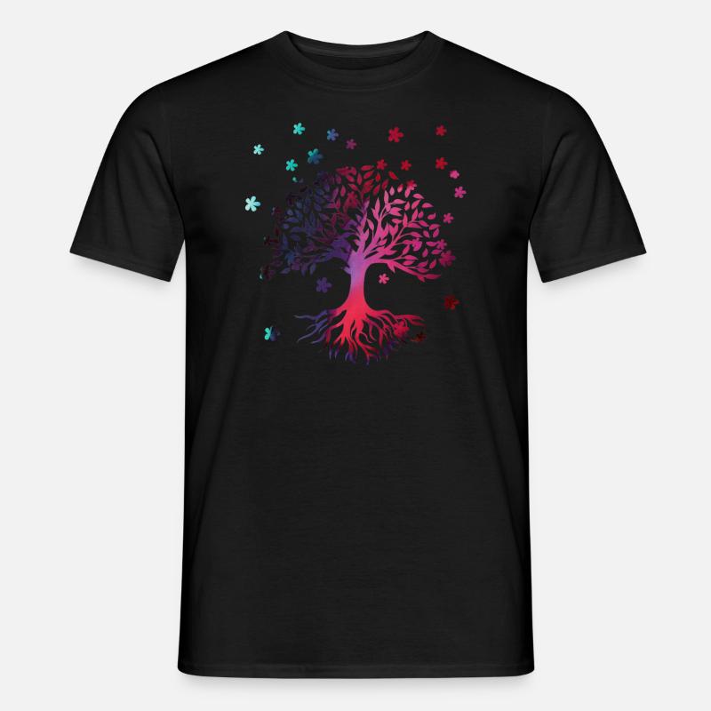 Baum des Lebens ,Lebensbaum,blumen,bunt,graffiti - Männer T-Shirt - Schwarz