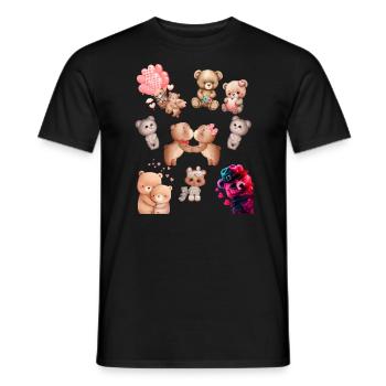 T-Shirt mit Bär Design Geschenk für Valentinstag - Männer T-Shirt - Schwarz - Vorne - AI Model Male 178 light (178cm)
