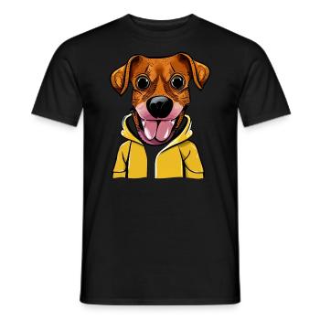 Cool dog with yellow hoodie - Men's T-Shirt - black - Front - AI Model Male 178 light (178cm)