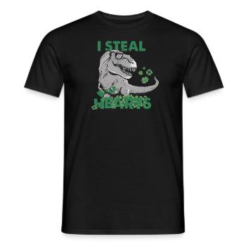 I Steal Hearts Trex Dino Baby Boy St Patricks Day - Men's T-Shirt - black - Front - AI Model Male 178 light (178cm)