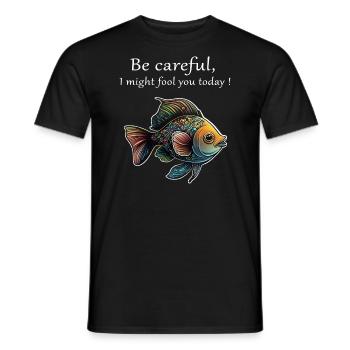 "I might fool you" colorful fish of the first of April - Men's T-Shirt - black - Front - AI Model Male 178 light (178cm)