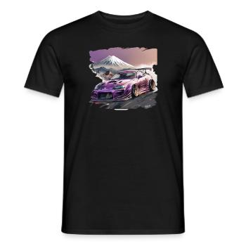 Voiture japonaise de drift violette | Réglage | Art numérique - T-shirt homme - noir - Devant - AI Model Male 178 light (178cm)