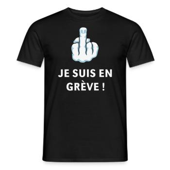Doigt D’Honneur – Je Suis En Grève ! (Médius) - T-shirt homme - noir - Devant - AI Model Male 178 light (178cm)