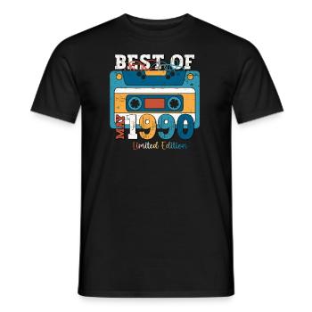 33rd Birthday Man Cassette May Year 1990 - Men's T-Shirt - black - Front - AI Model Male 178 light (178cm)