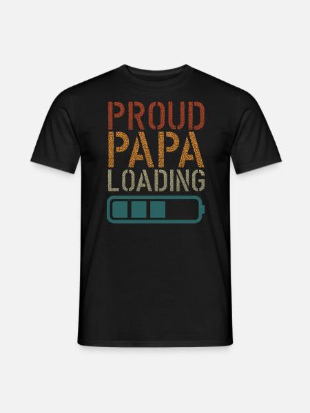 Proud Papa loading Väter Vatertag - Männer T-Shirt - Schwarz