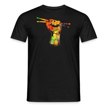 Rock n Roll - Drums - Männer T-Shirt - Schwarz - Vorne - AI Model Male 178 light (178cm)
