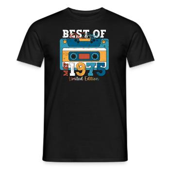 48 Birthday Man Cassette May Vintage 1975 - T-shirt homme - noir - Devant - AI Model Male 178 light (178cm)