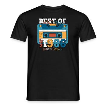 37 Birthday Man Cassette May Vintage 1986 - T-shirt homme - noir - Devant - AI Model Male 178 light (178cm)
