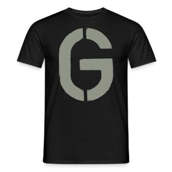 G - Schablonen- Buchstabe/ Stencil - KHAKI - Men's T-Shirt - black - Front - AI Model Male 178 light (178cm)
