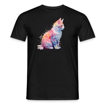 Sweet color Sprinkles Cat Splash Shirt Design - Men's T-Shirt - black - Front - AI Model Male 178 light (178cm)
