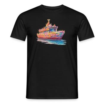 Psychedelische Odyssee Traumboot - Männer T-Shirt - Schwarz - Vorne - AI Model Male 178 light (178cm)