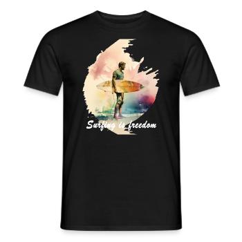 Ein Surfer mit Spruch im Watercolor Style - Männer T-Shirt - Schwarz - Vorne - AI Model Male 178 light (178cm)