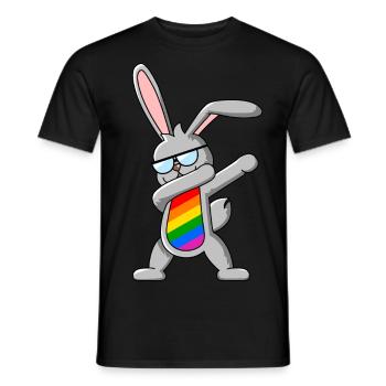 LGBTQIA+ Dabbing Bunny - Rainbow Dab Dance - Men's T-Shirt - black - Front - AI Model Male 178 light (178cm)
