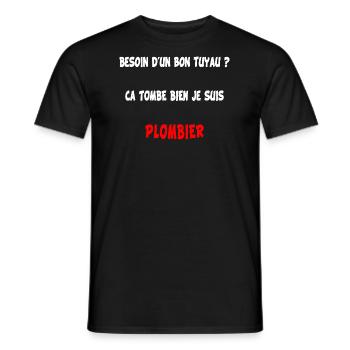 design plombier humour cadeau - T-shirt homme - noir - Devant - AI Model Male 178 light (178cm)