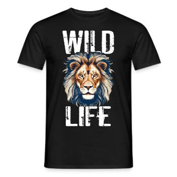 Lion Wild Life Lion Head Predator Colorful Art - Men's T-Shirt - black - Front - AI Model Male 178 light (178cm)